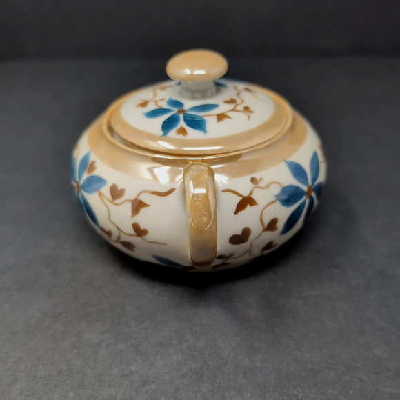 VTG Celebrate German Lusterware Cream And Sugar Peach/Blue Porcelain Germany - Picture 10 of 16